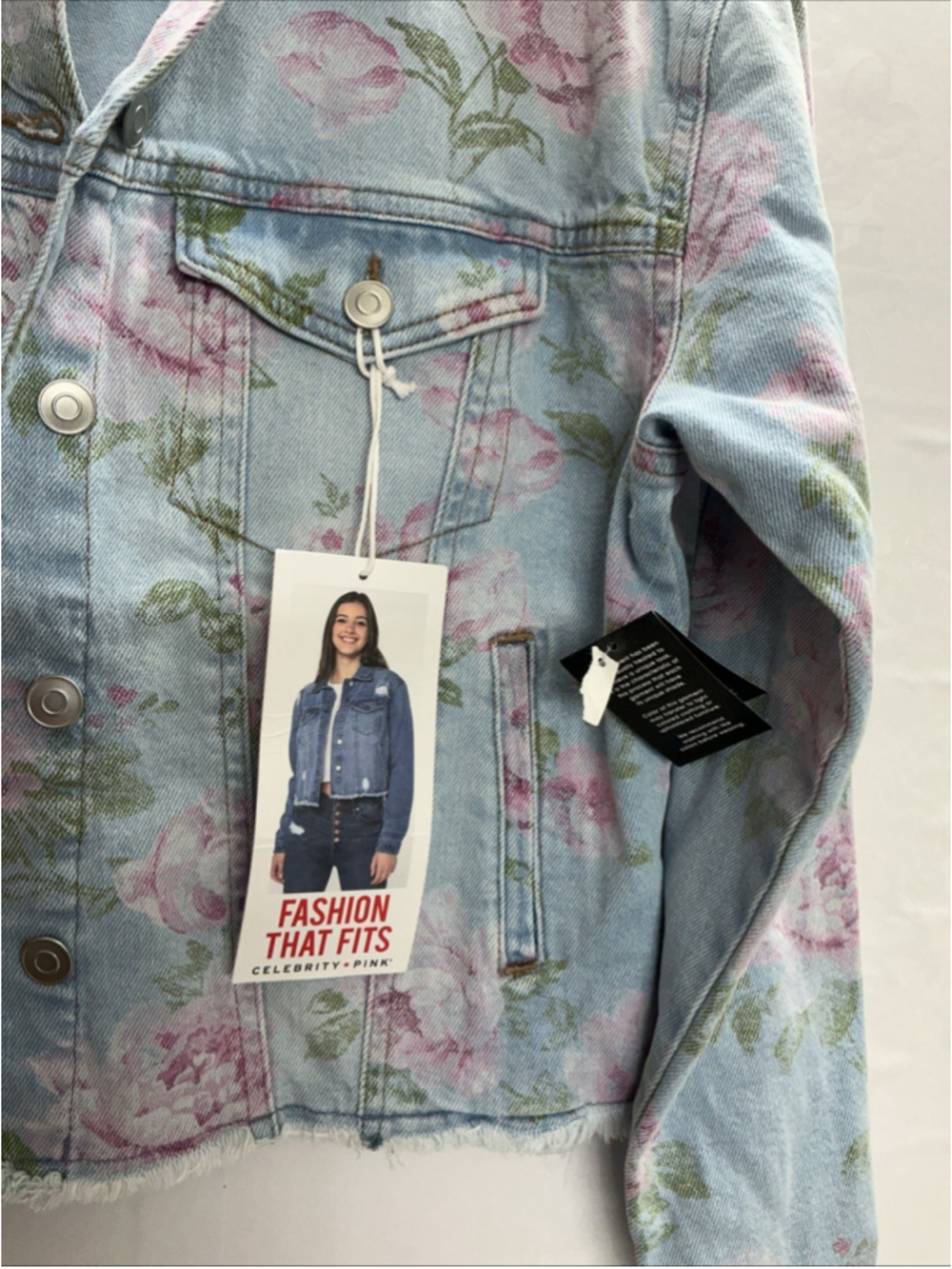 Celebrity Pink Floral Denim Jacket Size S - Picture 2 of 5